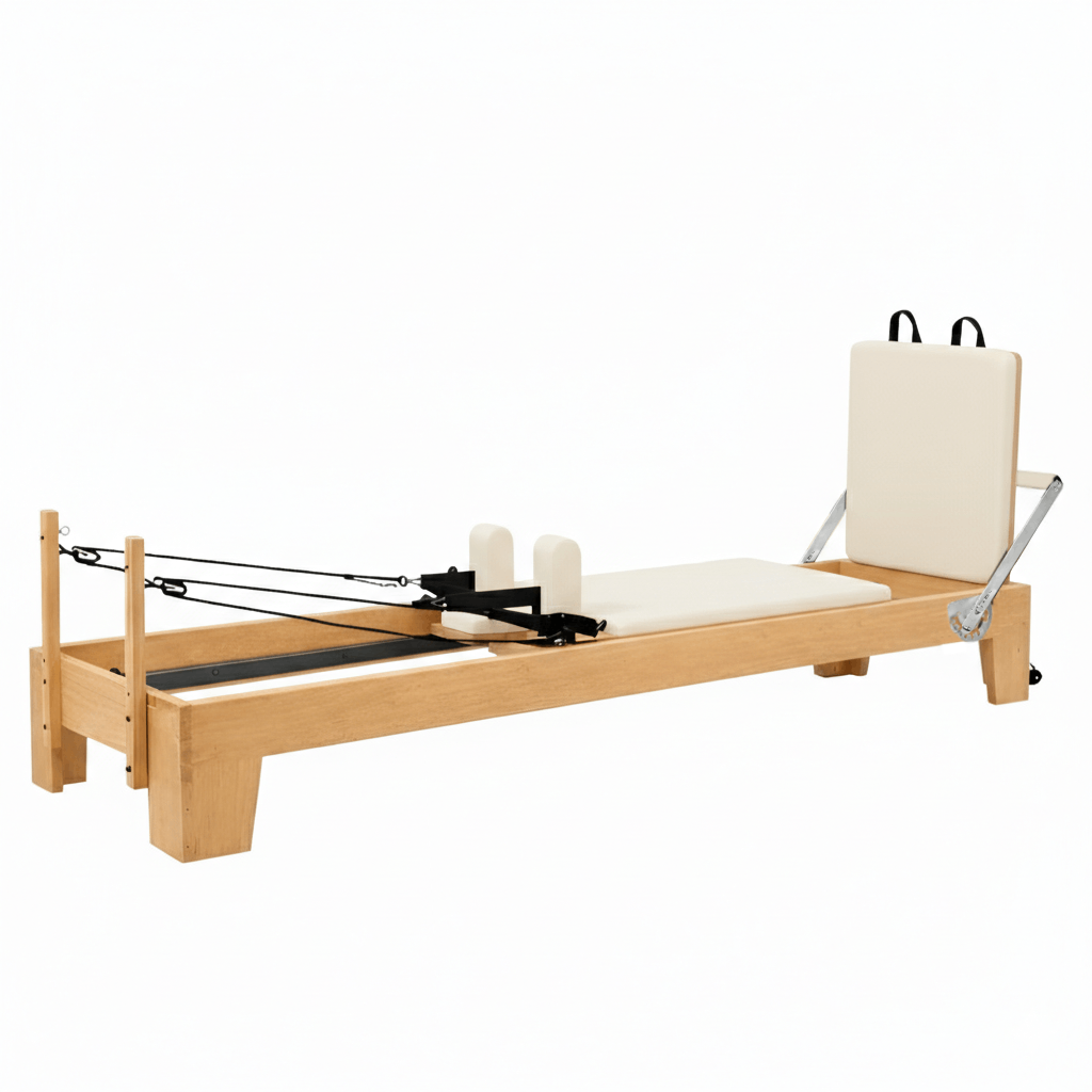 pilates reformer oak wood | essentia blush pink