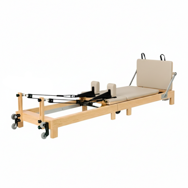 foldable oak wood pilates reformer | training pack carbon black