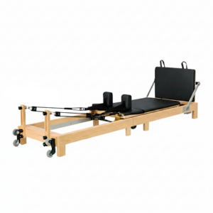 foldable oak wood pilates reformer | training pack carbon black